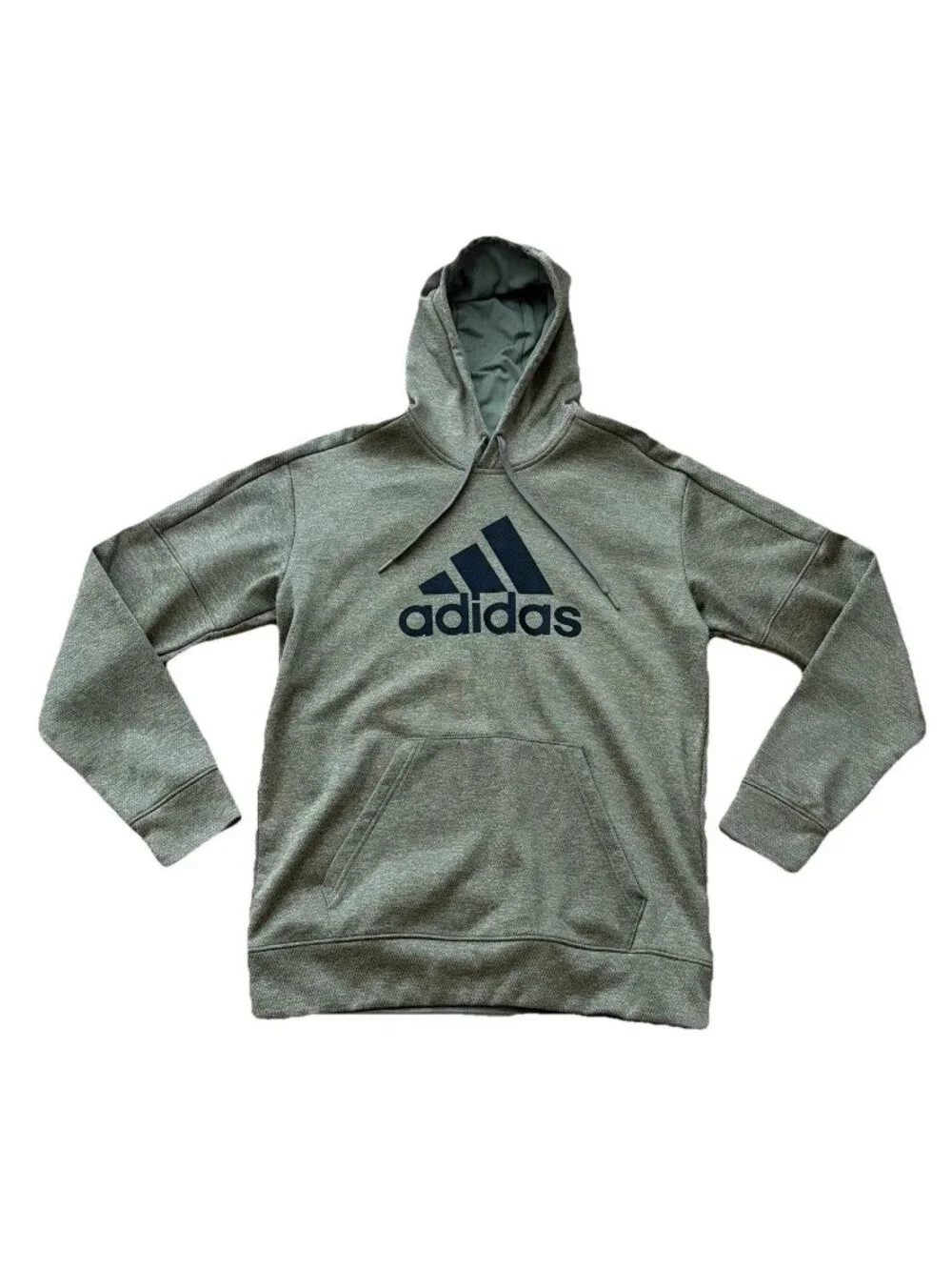 Adidas ClimaWarm Men’s Medium Olive Green Black Raglan Pullover Hoodie